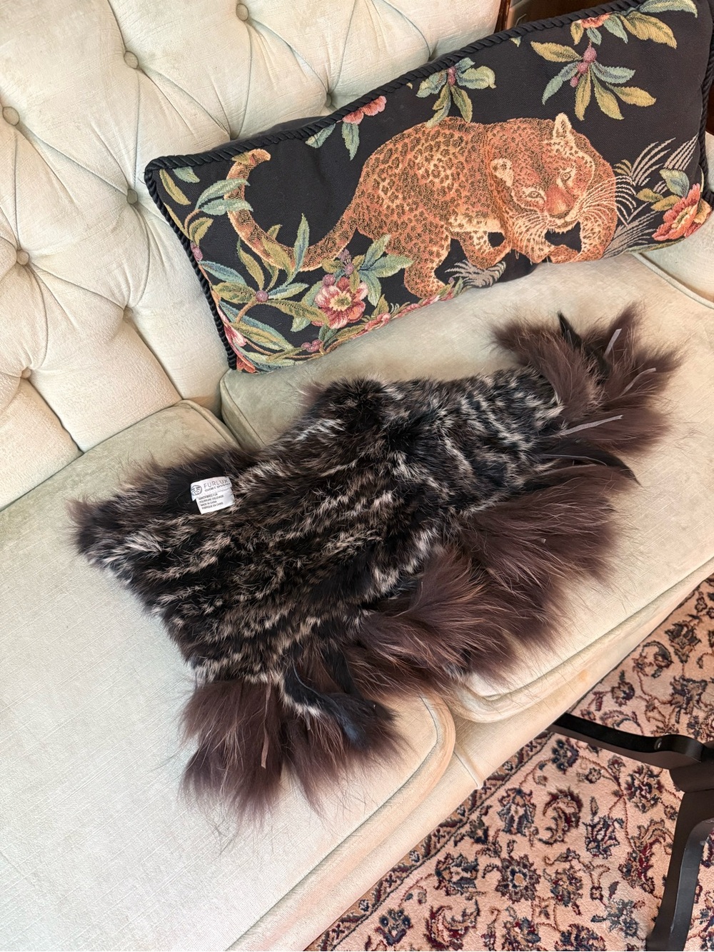 🤎🖤 FURLUX Genuine Fur Cowl Scarf Wrap Luxury Winter Accessory Quebec Designer - Picture 8 of 13